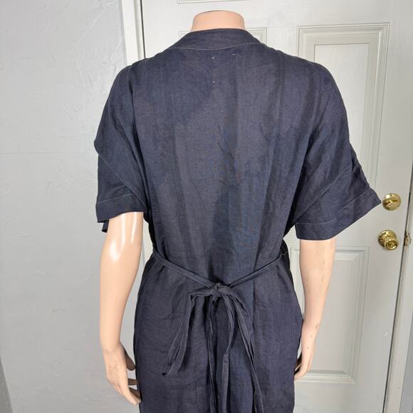 Linen tales Closet Women's Linen Dress Wrap One Size Vine Gray K3-23 - Picture 5 of 8
